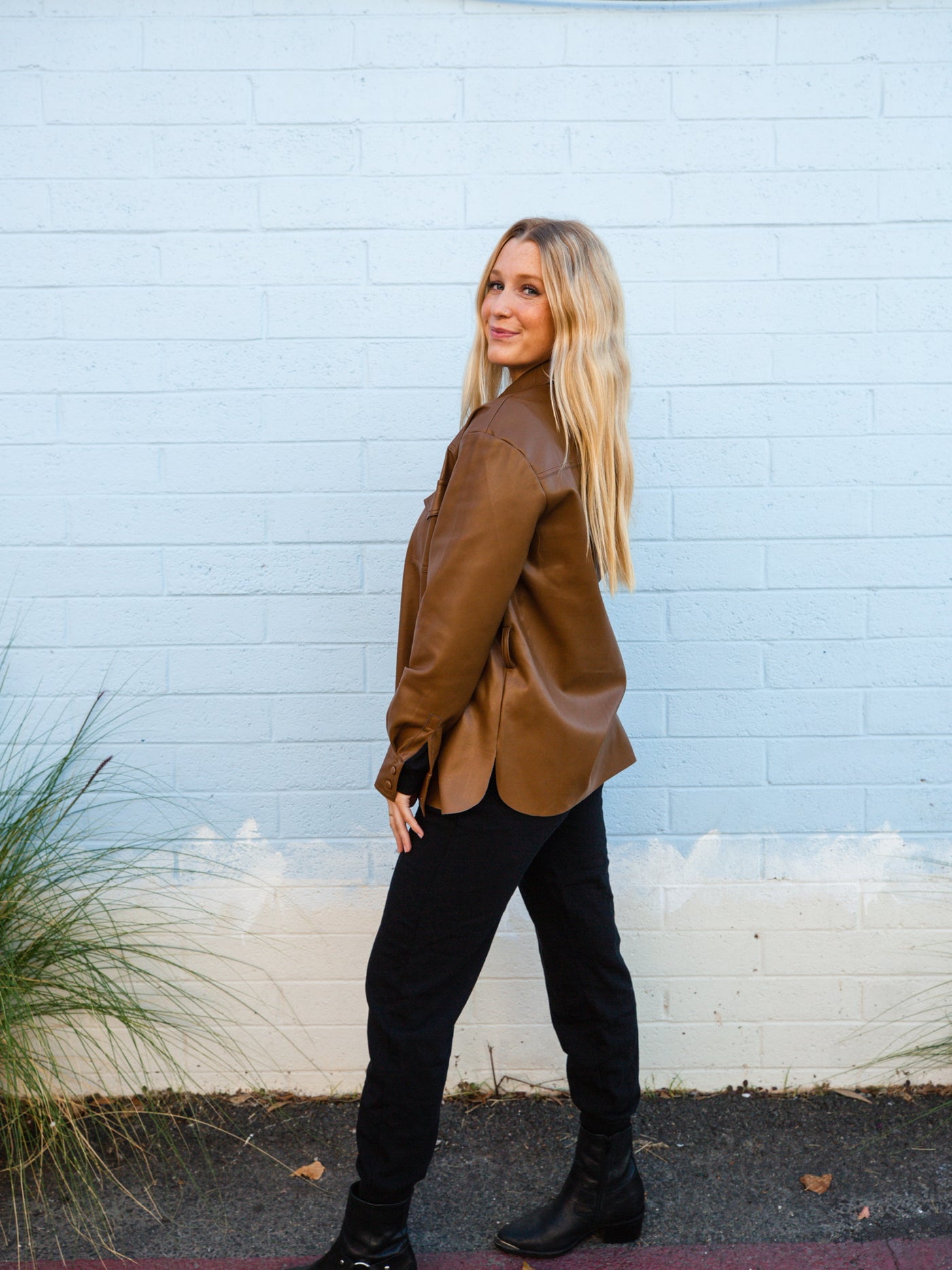 "Fauxy Girl" Faux Leather Brown Jacket