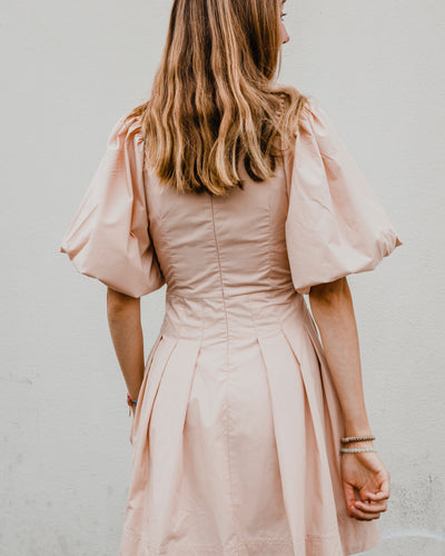 Baby Doll Dress with Cut Out and Puff Sleeves