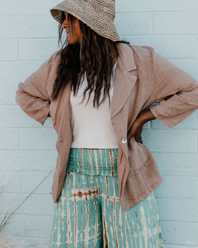 100% Linen Blazer, "Sun-Kissed Linen Cardigan Blazer"