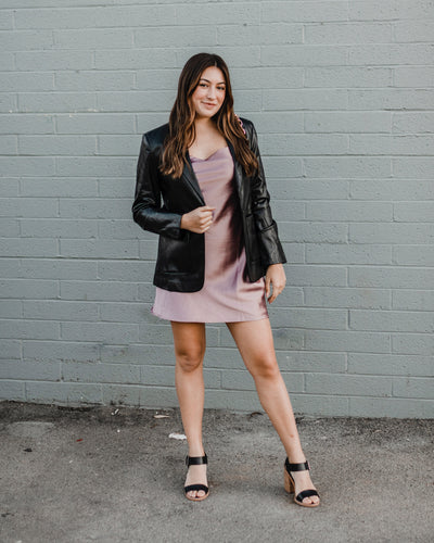 Cowl Neck Criss-Cross Strap Slip Dress