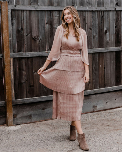 Dusty Rose Pleated Layered Dress by Current Air