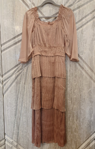 Dusty Rose Pleated Layered Dress by Current Air