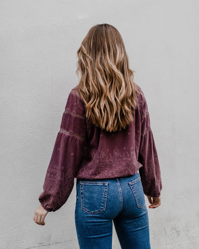 Long Sleeve Embroidered Knit Top
