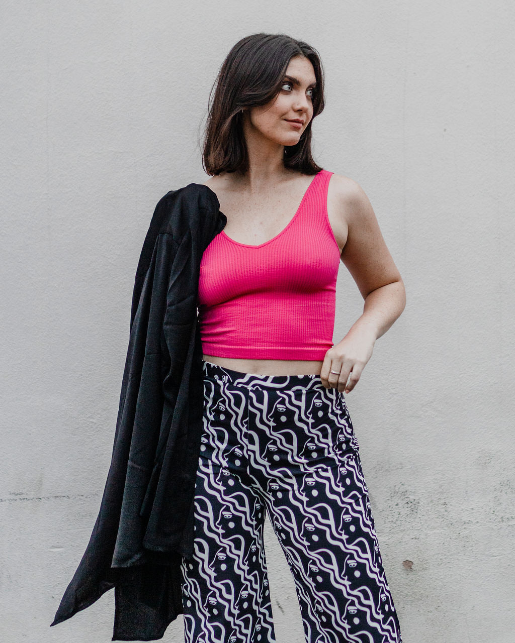 V-Neck Ribbed Sleeveless Crop Top