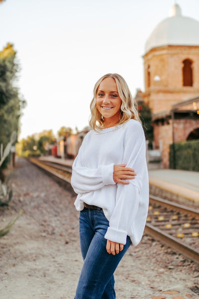 Contrast Stitch Drop Shoulder Sweater by 75