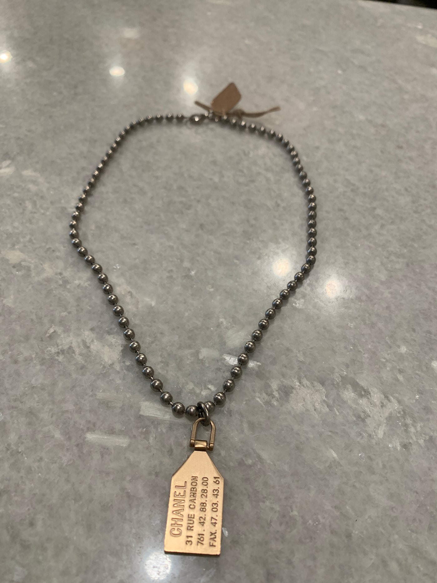 Vintage Channel Zipper Pull on Stainless Steel Ball Chain