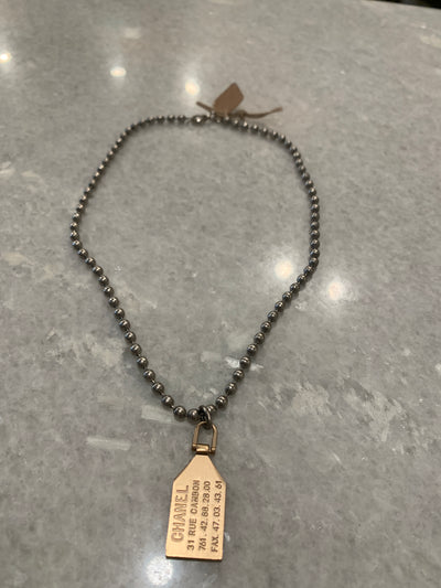 Vintage Channel Zipper Pull on Stainless Steel Ball Chain