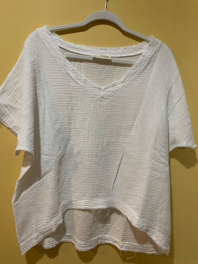 V Neck Top in 50% Linen and 50% Cotton