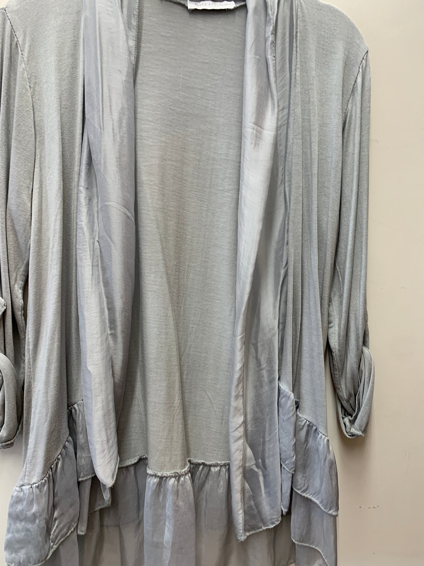 Ocean Whisper Silk Cardigan with Ruffles