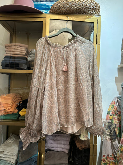 Long Sleeve Tie Front Neck Blouse Top by Lovestitch