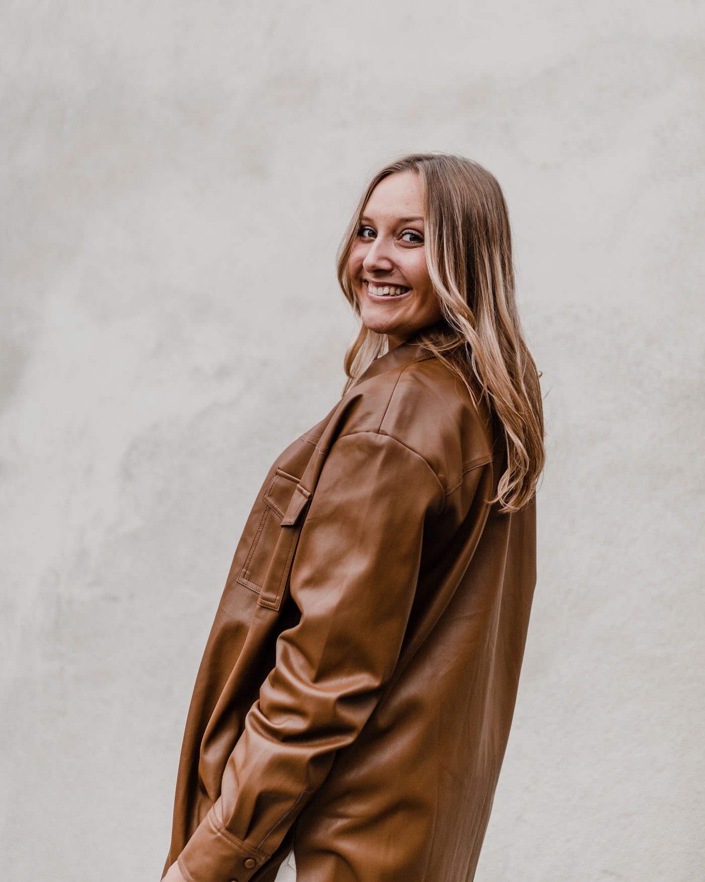 "Fauxy Girl" Faux Leather Brown Jacket