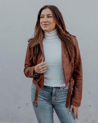 Wave Stripe Embossed Long Sleeve Turtleneck