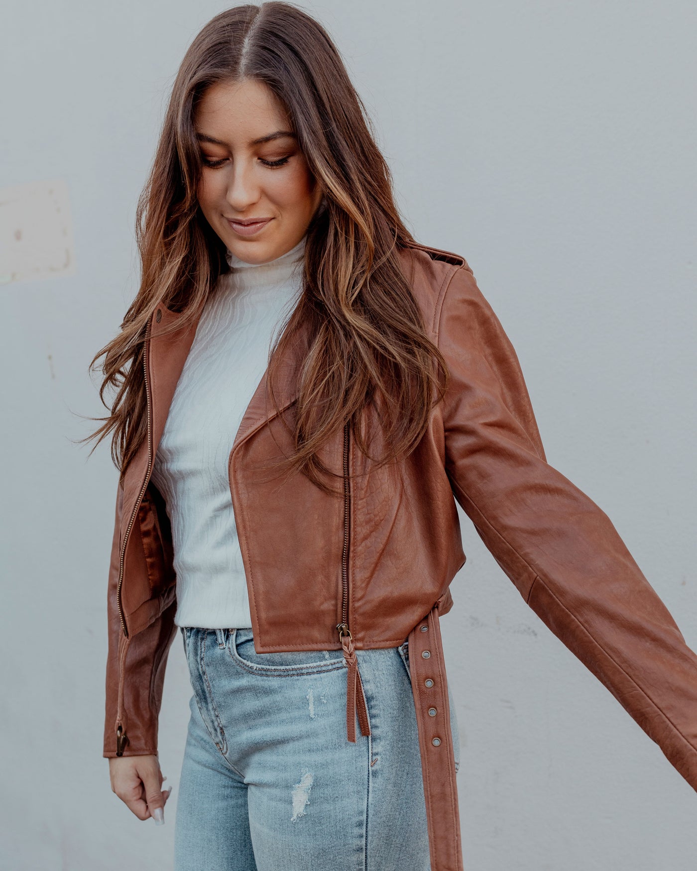 Wave Stripe Embossed Long Sleeve Turtleneck