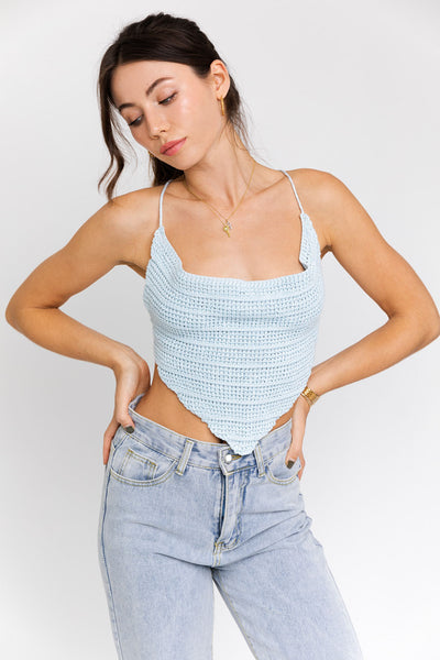 Cowl Neck Crochet Scarf Top