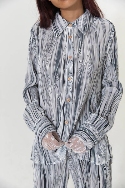 Oversized Augustine Pleated Button Down Top