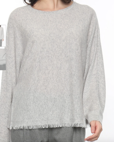 Cashmere Mini Fringe Bottom Pullover by InCashmere