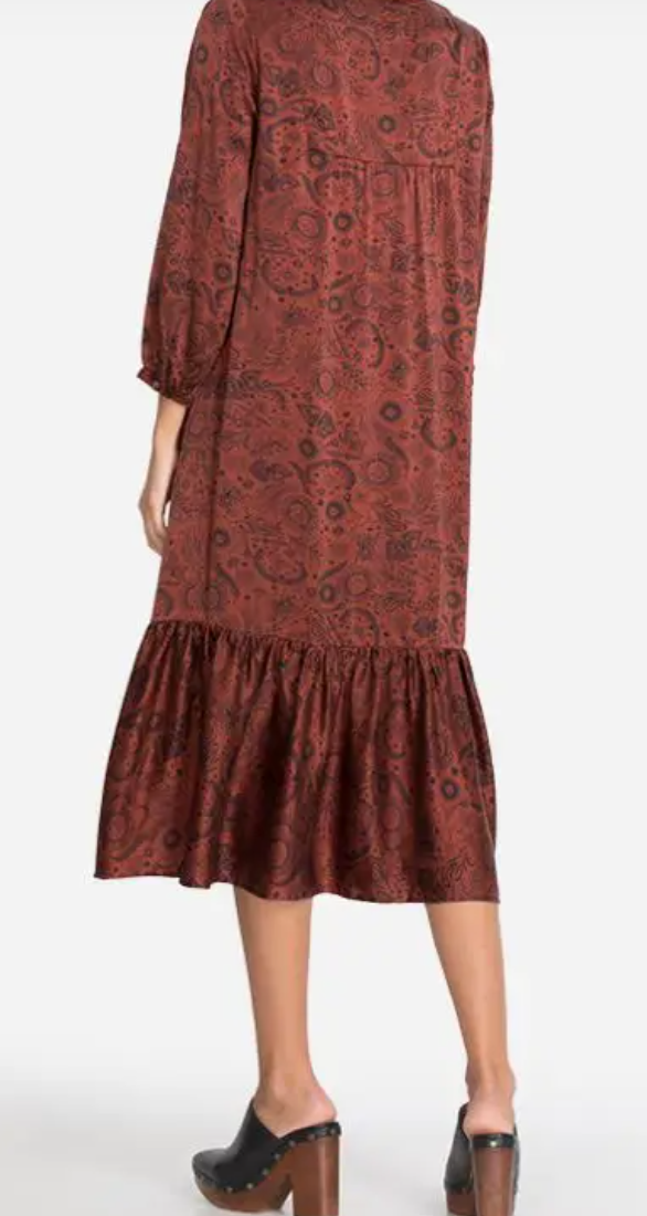 asteria maxi dress Women's Rust Asteria Tiered Dress by Johnny Was, Small, Silk, Suede