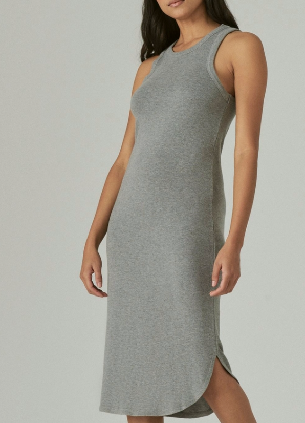 Lucky Brand Knit Maxi Tank Dress - Women's Clothing Dresses Maxi Dress in Medium Heather Grey, Size S