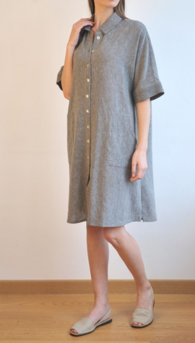 CHARCOAL SILE MINI SHIRT DRESS by Loom.ist