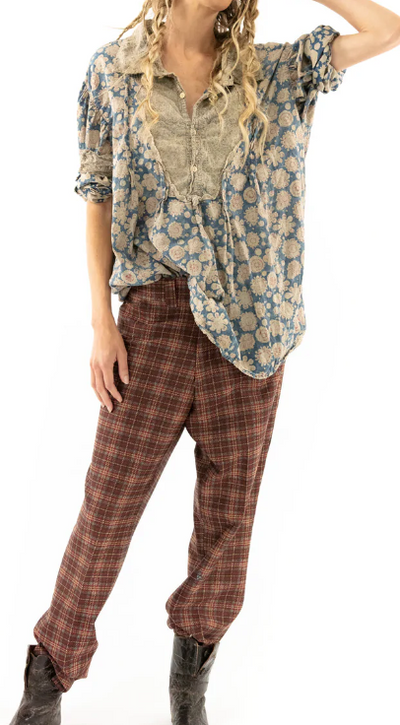 European Cotton Blockprint Tora Shirt with Fading 1144 by Magnolia Pearl