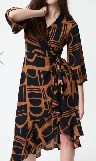 Joseph Ribkoff Maple/Black Wrap Dress Style 224086