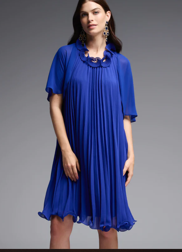 Joseph Ribkoff Royal Sapphire Open Front Chiffon Cropped Bolero Jacket 231707 8 (UK 10)