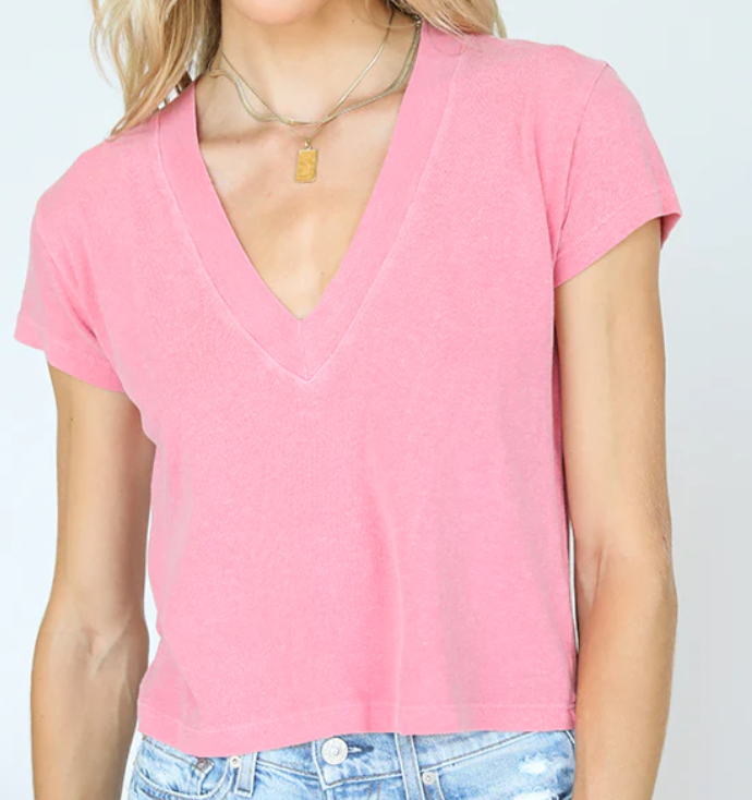 Alanis Recycled Cropped V-Neck Tee by Perfect White Tee