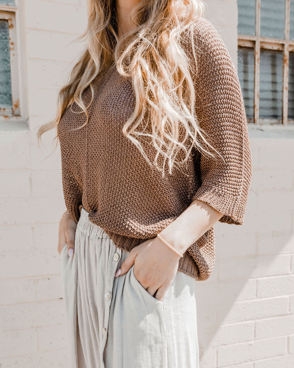 Olive Grove Crochet Knit Sweater by 75