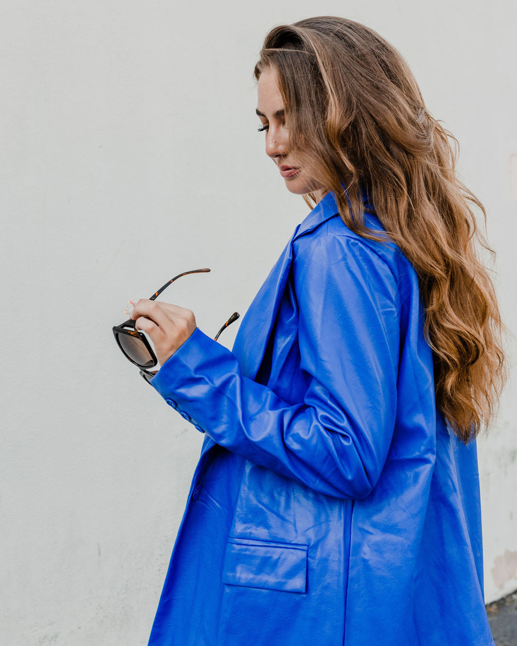 Satin Vegar Blazer in Royal Blue