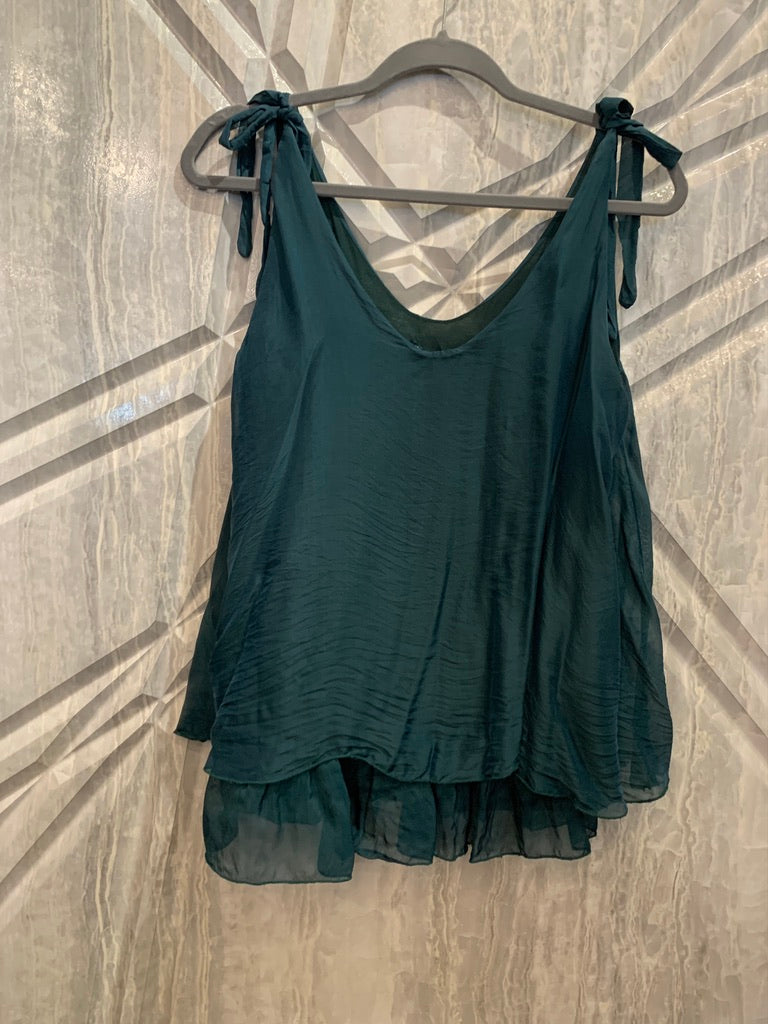 Silk Tank Top with Ties on the Shoulders 61813