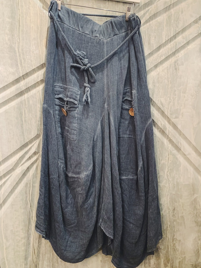 Linen Skirt with Pockets 02158