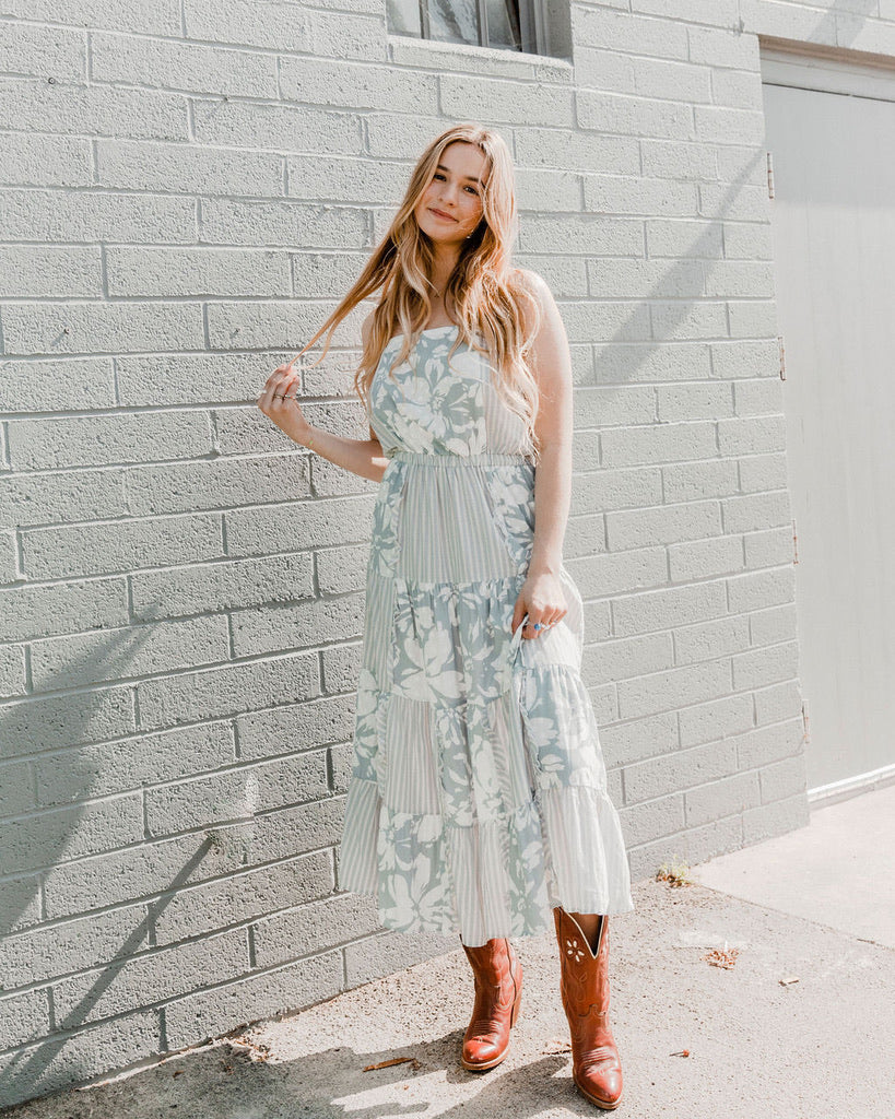 knee length dresses for ladies Splendid - Misty Patchwork Midi Dress
