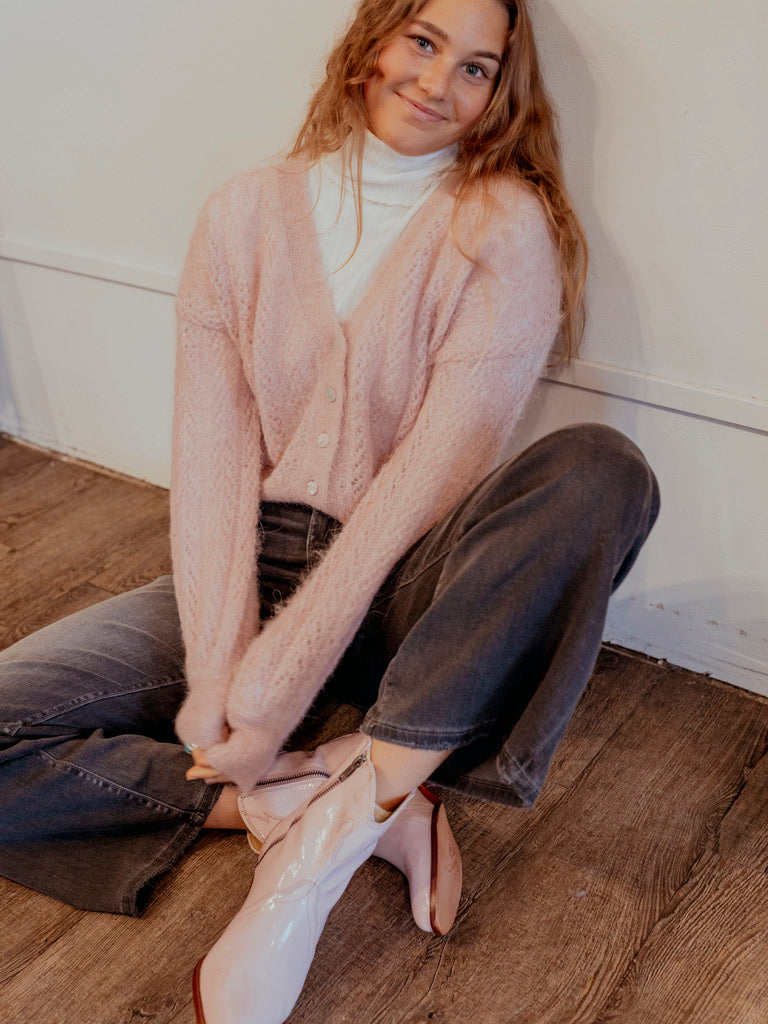 Wave Stripe Embossed Long Sleeve Turtleneck