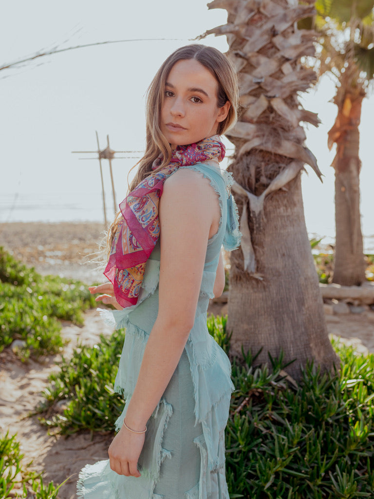 Malibu Mist Layered Maxi: Layered Silk Maxi Dress 60212 Black by 75 Degrees and Fuzzy