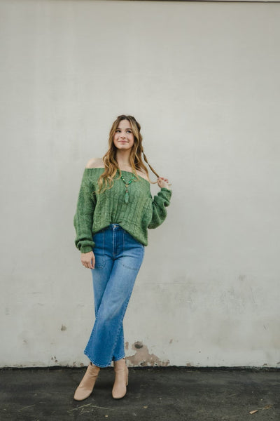 Off The Shoulder Fuzzy Sweater