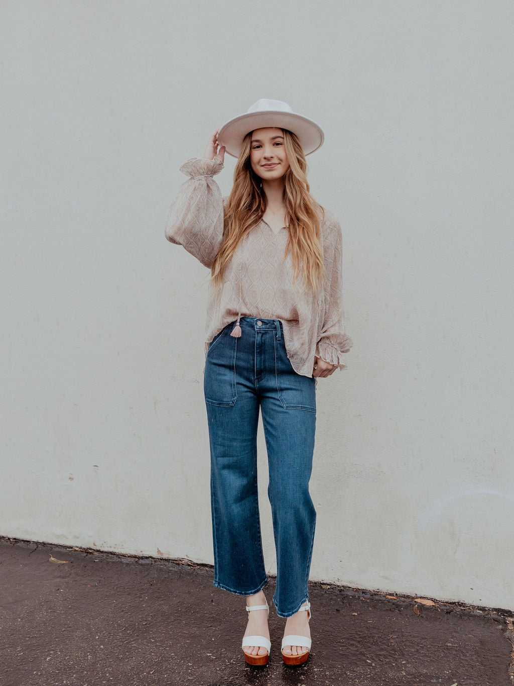 Long Sleeve Tie Front Neck Blouse Top by Lovestitch