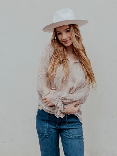 Long Sleeve Tie Front Neck Blouse Top by Lovestitch