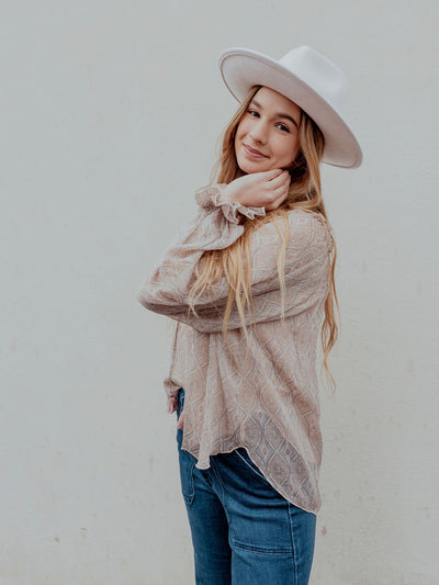 Long Sleeve Tie Front Neck Blouse Top by Lovestitch
