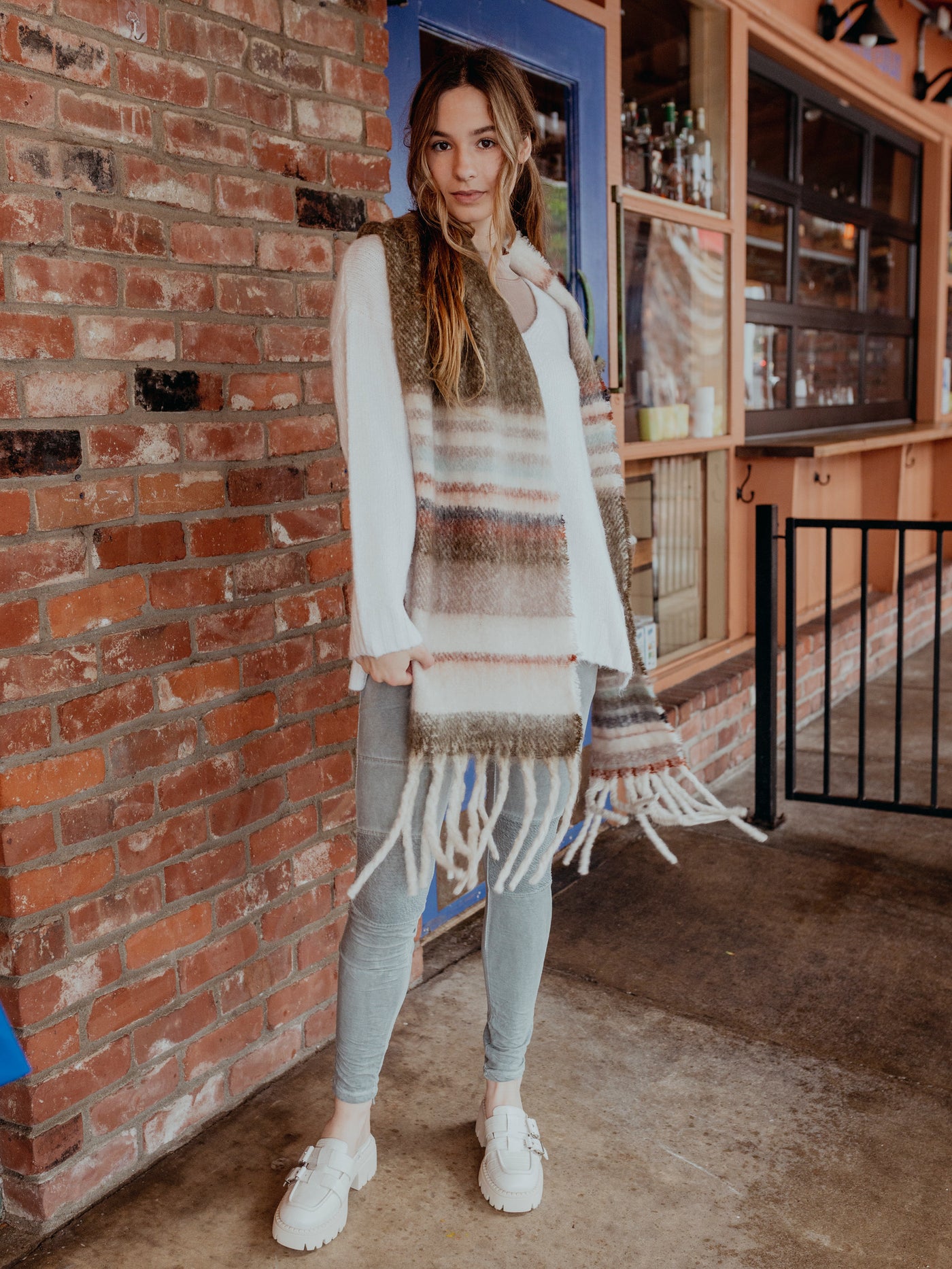 Skye Stripe Fringe Scarf by Free People