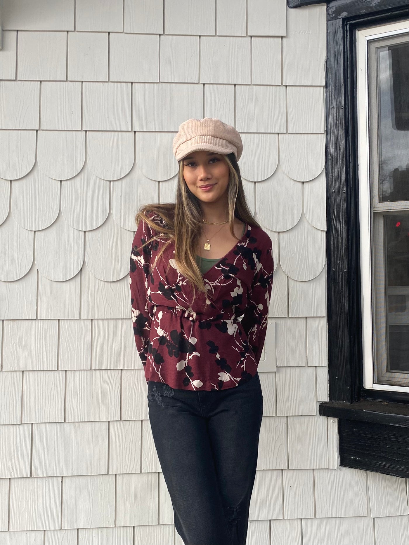 Blouson Sleeve Surplice Top with Waist Casting
