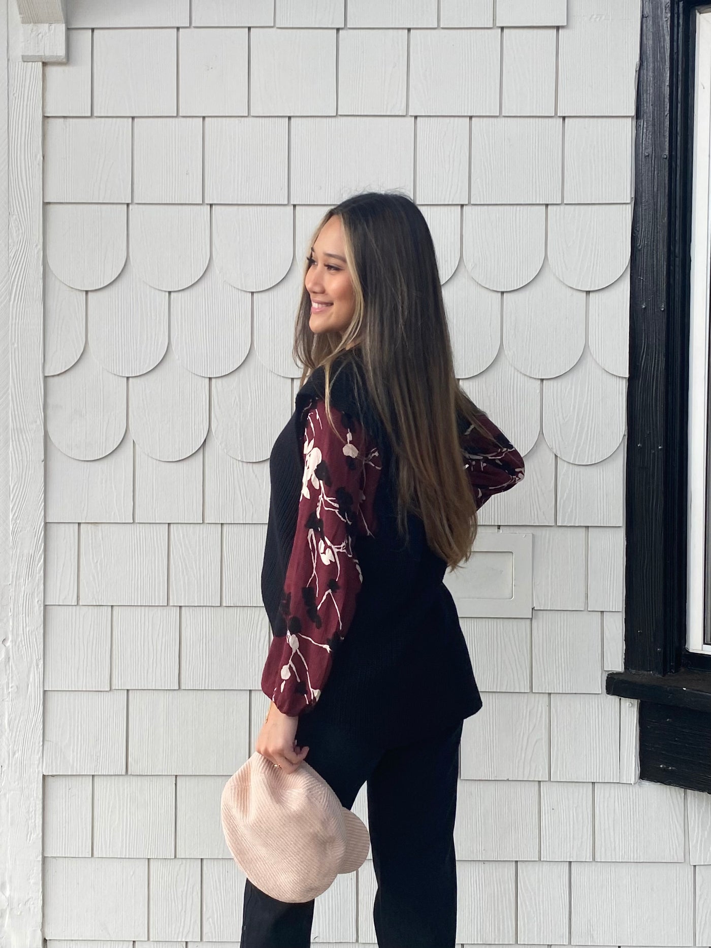 Blouson Sleeve Surplice Top with Waist Casting