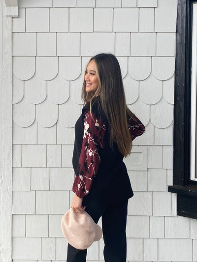 Blouson Sleeve Surplice Top with Waist Casting